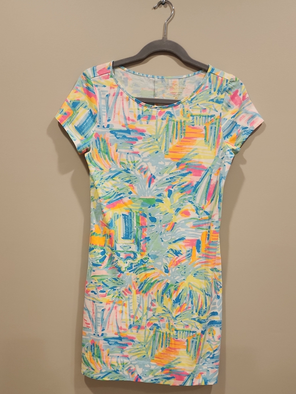 Lilly Pulitzer Pastel Multicolor Scoop Neck Dress, Size Small